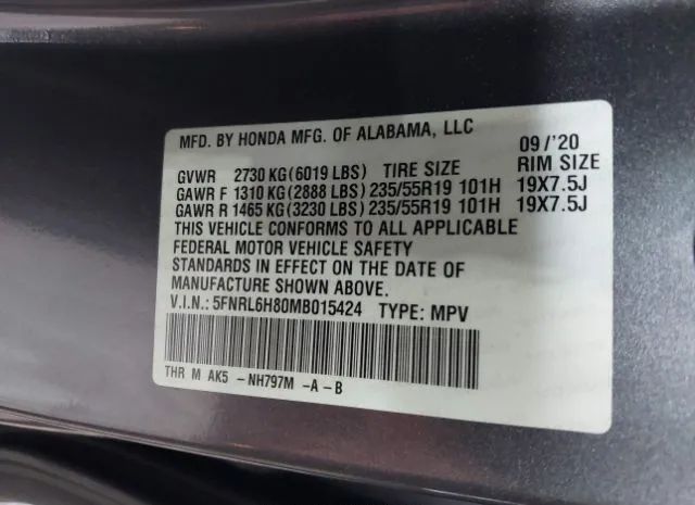 Photo 8 VIN: 5FNRL6H80MB015424 - HONDA ODYSSEY 