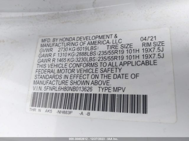 Photo 8 VIN: 5FNRL6H80NB013626 - HONDA ODYSSEY 