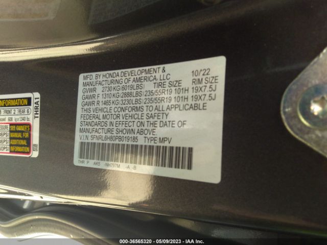 Photo 8 VIN: 5FNRL6H80PB019185 - HONDA ODYSSEY 