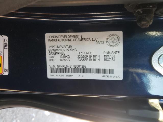 Photo 13 VIN: 5FNRL6H81NB504299 - HONDA ODYSSEY TO 