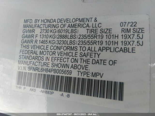 Photo 8 VIN: 5FNRL6H84PB005659 - HONDA ODYSSEY 