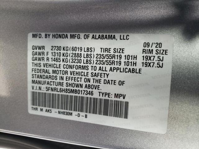 Photo 9 VIN: 5FNRL6H85MB017346 - HONDA ODYSSEY TO 