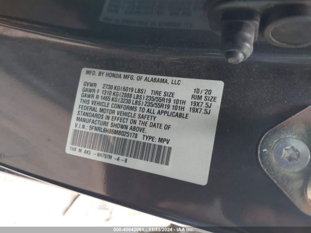 Photo 8 VIN: 5FNRL6H86MB025178 - HONDA ODYSSEY 