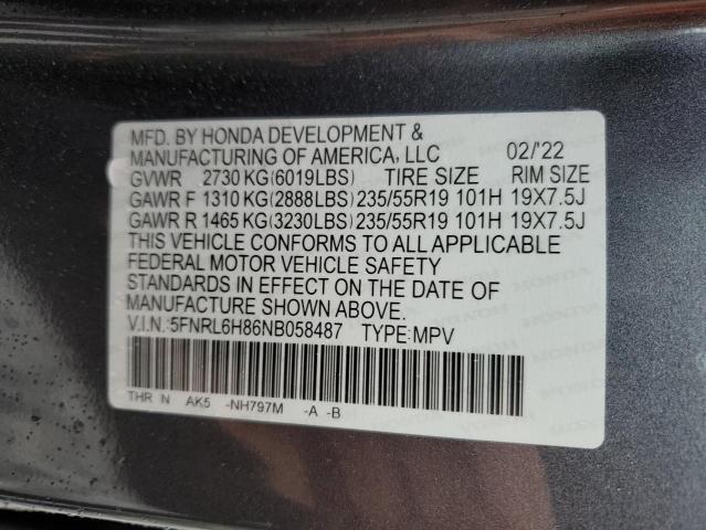 Photo 13 VIN: 5FNRL6H86NB058487 - HONDA ODYSSEY TO 