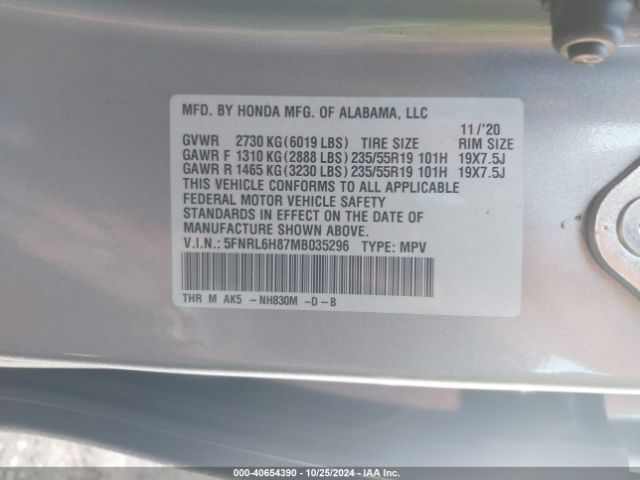 Photo 8 VIN: 5FNRL6H87MB035296 - HONDA ODYSSEY 