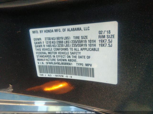 Photo 8 VIN: 5FNRL6H90JB089561 - HONDA ODYSSEY 