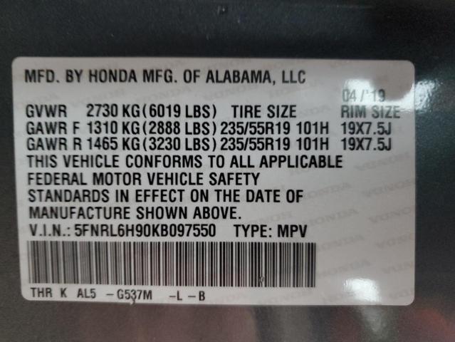 Photo 12 VIN: 5FNRL6H90KB097550 - HONDA ODYSSEY EL 