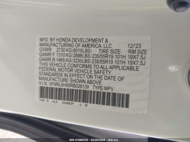 Photo 8 VIN: 5FNRL6H90RB028139 - HONDA ODYSSEY 