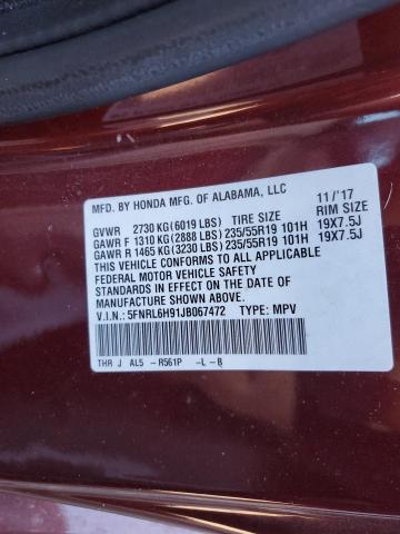 Photo 12 VIN: 5FNRL6H91JB067472 - HONDA ODYSSEY EL 