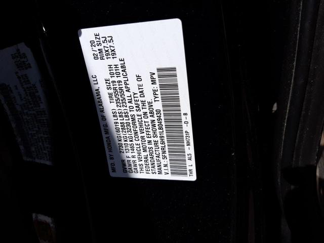 Photo 13 VIN: 5FNRL6H91LB049430 - HONDA ODYSSEY EL 