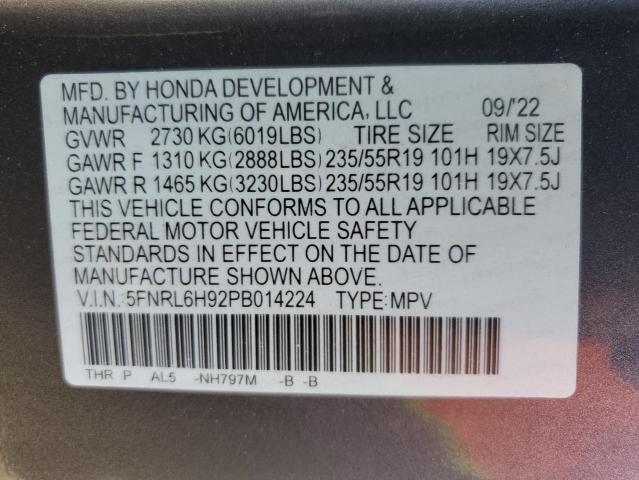 Photo 12 VIN: 5FNRL6H92PB014224 - HONDA ODYSSEY EL 