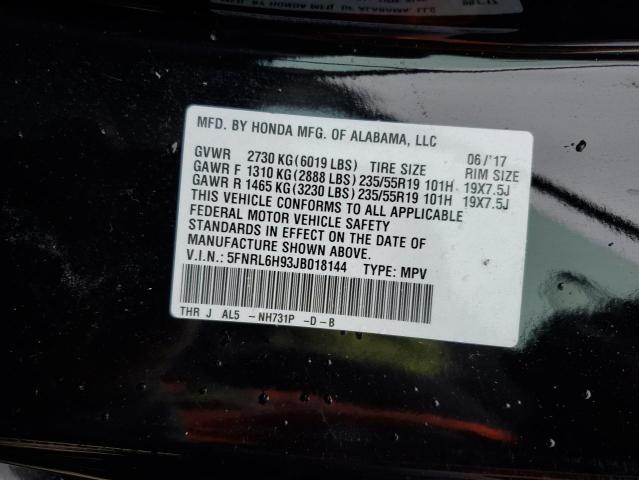 Photo 12 VIN: 5FNRL6H93JB018144 - HONDA ODYSSEY EL 