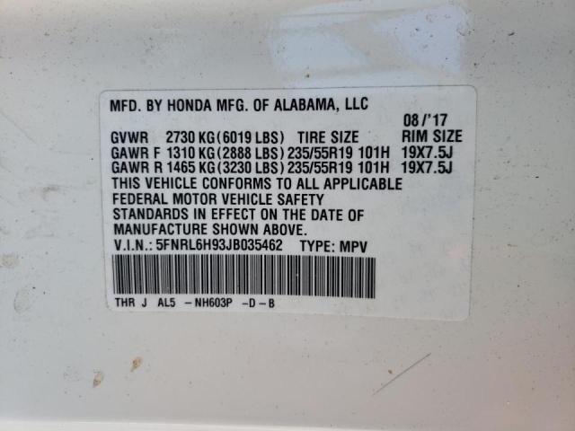 Photo 9 VIN: 5FNRL6H93JB035462 - HONDA ODYSSEY EL 