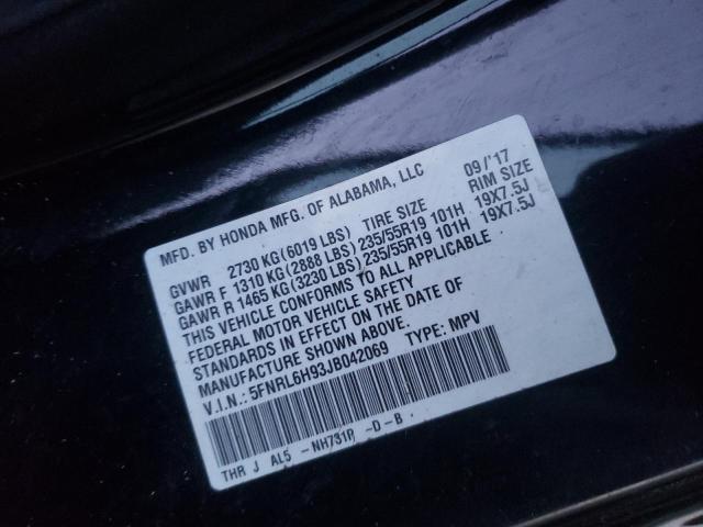 Photo 12 VIN: 5FNRL6H93JB042069 - HONDA ODYSSEY EL 