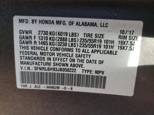 Photo 12 VIN: 5FNRL6H93JB050222 - HONDA ODYSSEY EL 