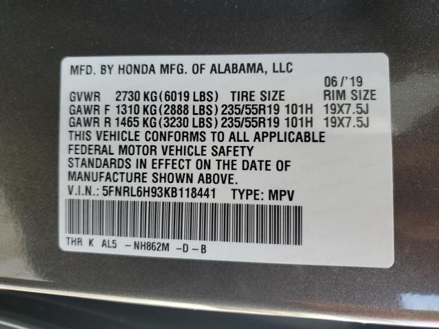 Photo 12 VIN: 5FNRL6H93KB118441 - HONDA ODYSSEY EL 