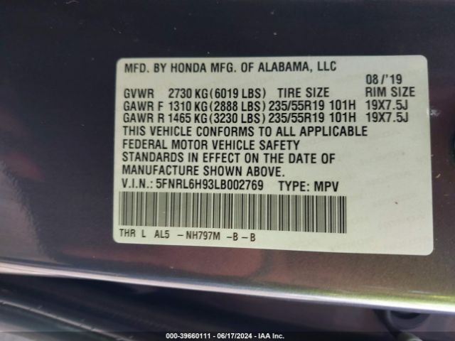 Photo 8 VIN: 5FNRL6H93LB002769 - HONDA ODYSSEY 