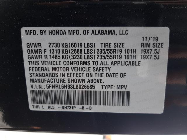 Photo 9 VIN: 5FNRL6H93LB026585 - HONDA ODYSSEY EL 