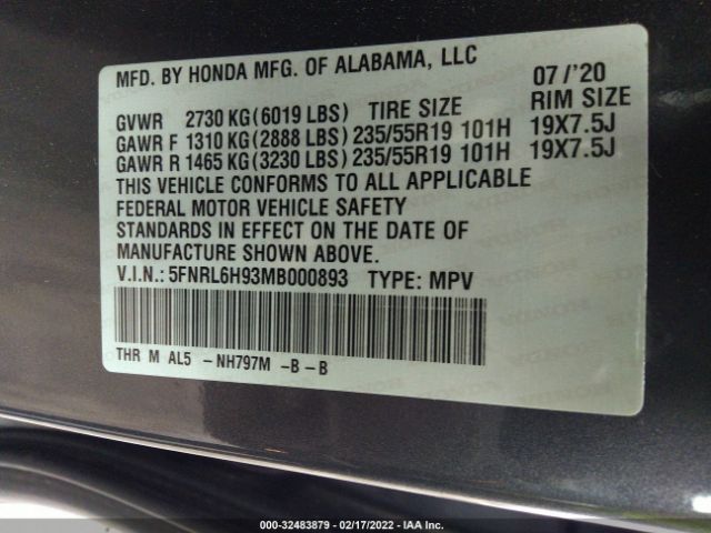 Photo 8 VIN: 5FNRL6H93MB000893 - HONDA ODYSSEY 