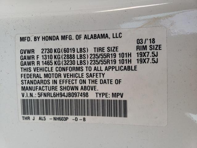 Photo 12 VIN: 5FNRL6H94JB097498 - HONDA ODYSSEY EX 