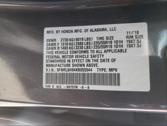 Photo 9 VIN: 5FNRL6H94KB055544 - HONDA ODYSSEY EL 