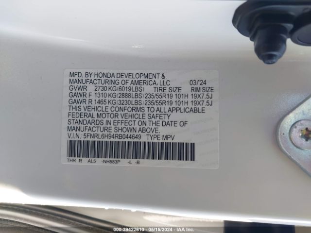 Photo 8 VIN: 5FNRL6H94RB044649 - HONDA ODYSSEY 