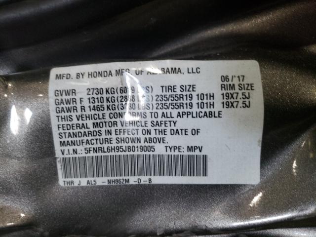 Photo 9 VIN: 5FNRL6H95JB019005 - HONDA ODYSSEY EL 