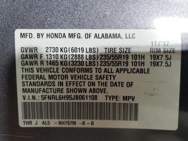 Photo 12 VIN: 5FNRL6H95JB061108 - HONDA ODYSSEY EL 