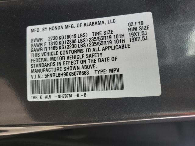 Photo 12 VIN: 5FNRL6H96KB078663 - HONDA ODYSSEY EL 