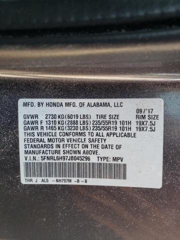 Photo 9 VIN: 5FNRL6H97JB045296 - HONDA ODYSSEY EL 