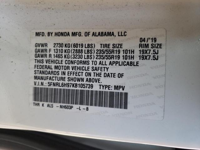 Photo 12 VIN: 5FNRL6H97KB105739 - HONDA ODYSSEY EL 