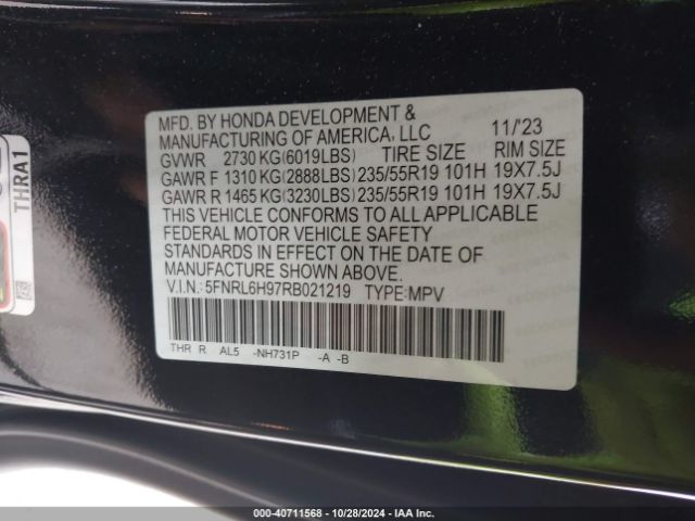 Photo 8 VIN: 5FNRL6H97RB021219 - HONDA ODYSSEY 