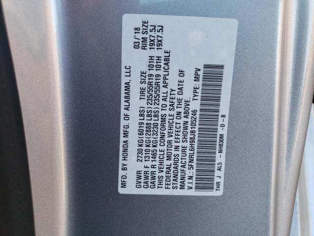 Photo 11 VIN: 5FNRL6H98JB105246 - HONDA ODYSSEY EL 