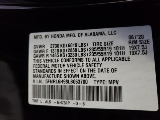 Photo 9 VIN: 5FNRL6H98LB063700 - HONDA ODYSSEY EL 