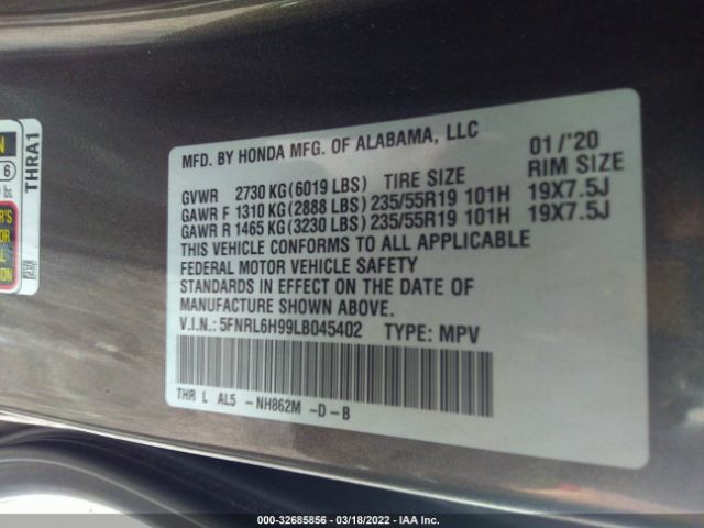 Photo 8 VIN: 5FNRL6H99LB045402 - HONDA ODYSSEY 