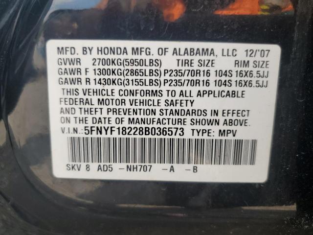 Photo 12 VIN: 5FNYF18228B036573 - HONDA PILOT 