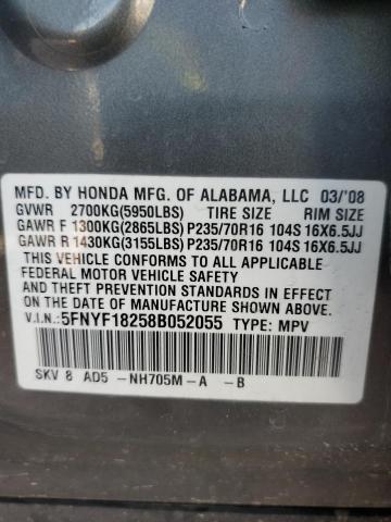 Photo 13 VIN: 5FNYF18258B052055 - HONDA PILOT VP 