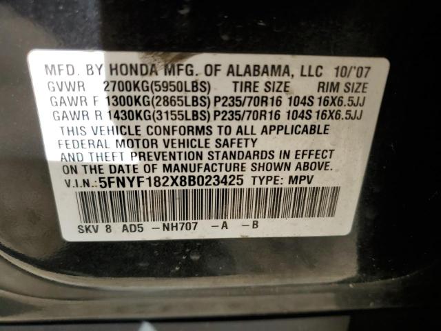 Photo 11 VIN: 5FNYF182X8B023425 - HONDA PILOT 