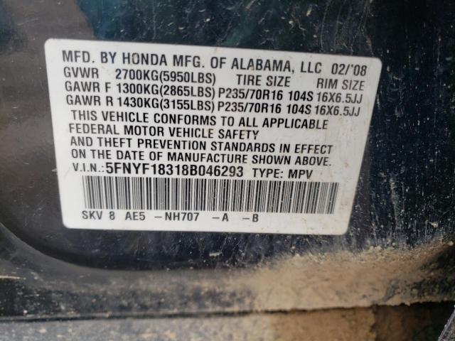 Photo 9 VIN: 5FNYF18318B046293 - HONDA PILOT SE 