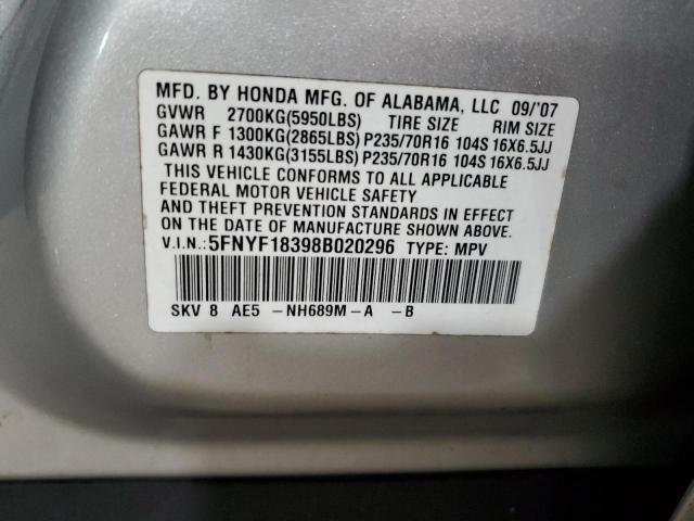 Photo 12 VIN: 5FNYF18398B020296 - HONDA PILOT SE 