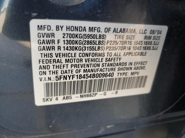 Photo 12 VIN: 5FNYF18454B009640 - HONDA PILOT EX 