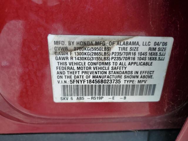 Photo 12 VIN: 5FNYF18456B023735 - HONDA PILOT 