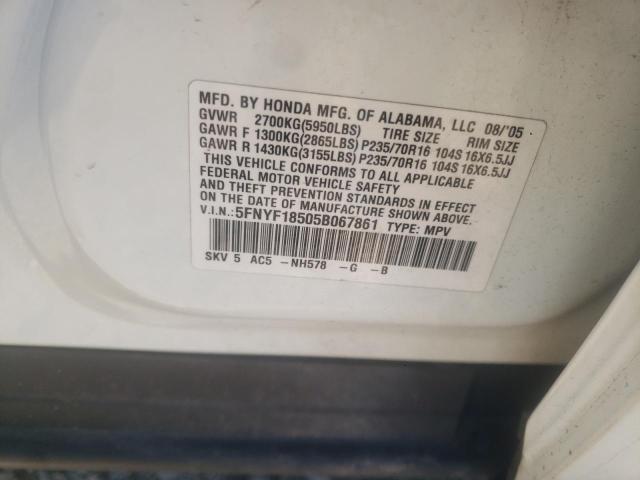 Photo 11 VIN: 5FNYF18505B067861 - HONDA PILOT 