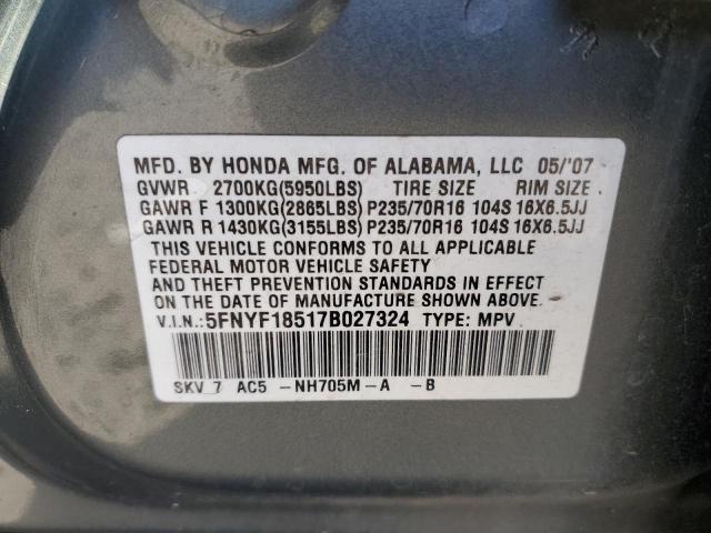 Photo 13 VIN: 5FNYF18517B027324 - HONDA PILOT 