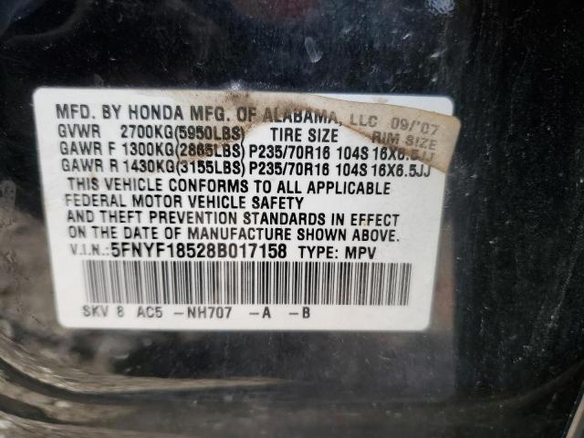 Photo 11 VIN: 5FNYF18528B017158 - HONDA PILOT EXL 