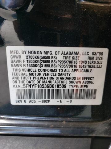 Photo 13 VIN: 5FNYF18536B018509 - HONDA PILOT 