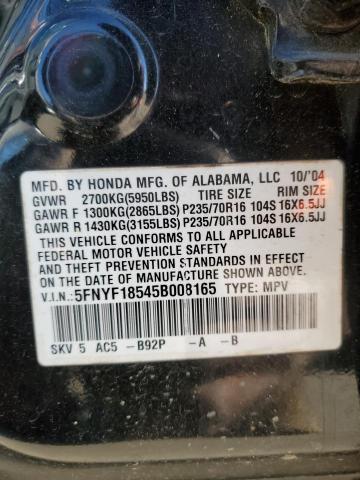 Photo 12 VIN: 5FNYF18545B008165 - HONDA PILOT EXL 