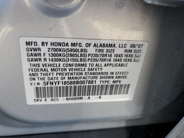 Photo 12 VIN: 5FNYF18588B007881 - HONDA PILOT 