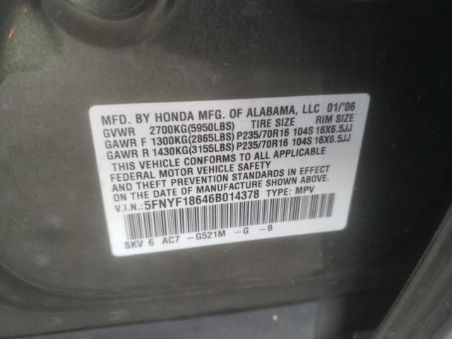 Photo 12 VIN: 5FNYF18646B014378 - HONDA PILOT 