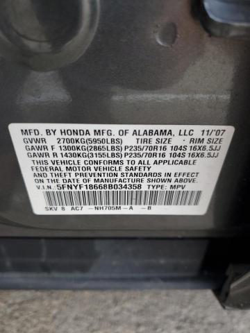 Photo 12 VIN: 5FNYF18668B034358 - HONDA PILOT 